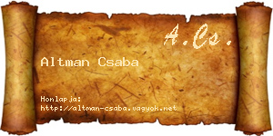 Altman Csaba névjegykártya