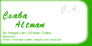 csaba altman business card